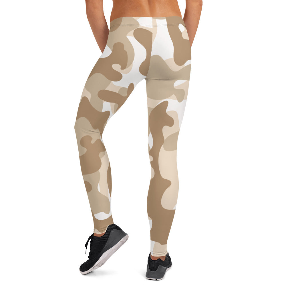 Storyline - Women's Athletic Leggings - Khaki Camel Camo