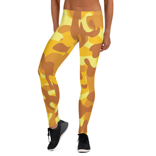 Storyline - Women's Athletic Leggings - Orange Corn Camo