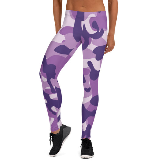 Storyline - Women's Athletic Leggings - Lavender Navy Camo