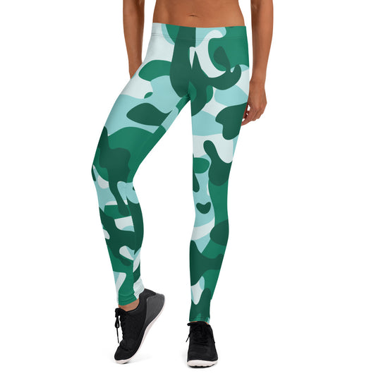 Storyline - Women's Athletic Leggings - Bottle Green Camo