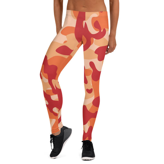 Storyline - Women's Athletic Leggings - Apricot Lava Camo