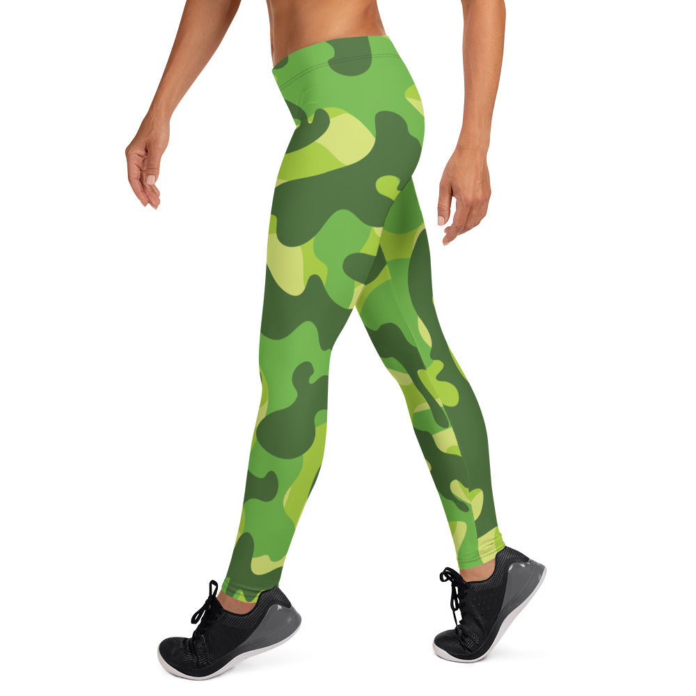 Storyline - Women's Athletic Leggings - Olive Lime Camo