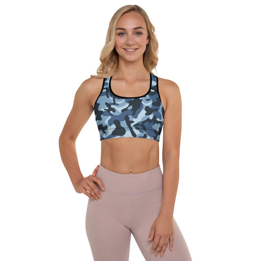 Storyline - Women's Athletic Padded Sports Bra - Blueberry Camo