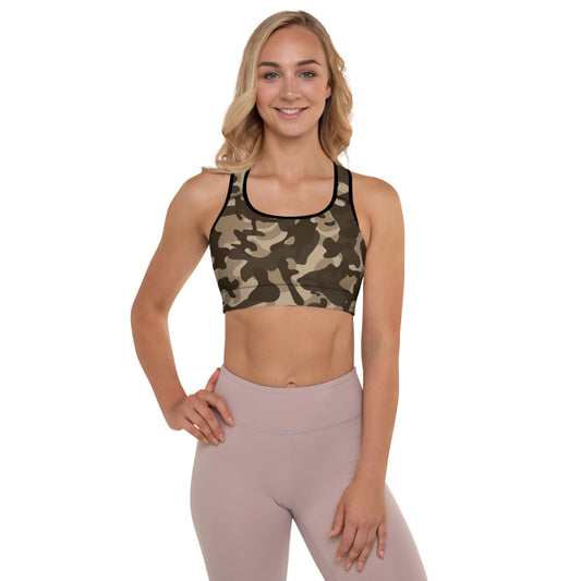 Storyline - Women's Athletic Padded Sports Bra - Dark Desert Camo