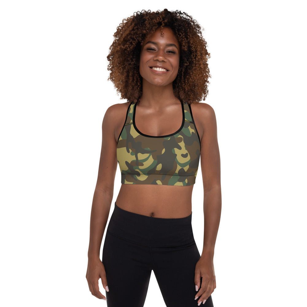 Storyline - Women's Athletic Padded Sports Bra - Forest Camo