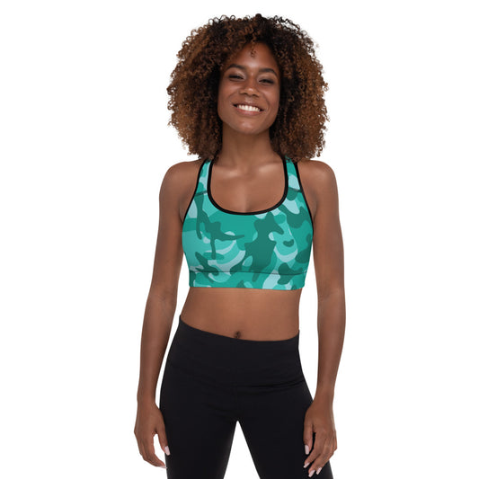 Storyline - Women's Athletic Padded Sports Bra - Blue Persian Camo