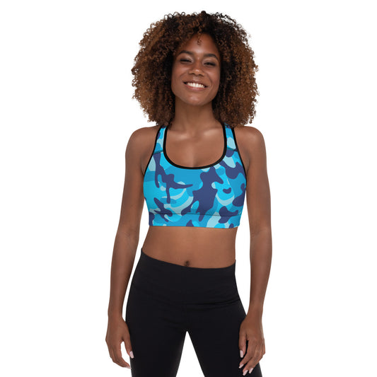 Storyline - Women's Athletic Padded Sports Bra - Carolina Blue Camo