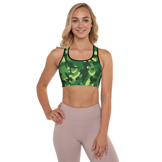 Storyline - Women's Athletic Padded Sports Bra - May Green Camo