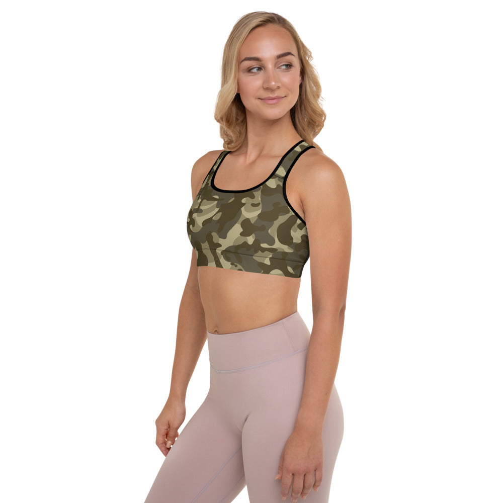 Storyline - Women's Athletic Padded Sports Bra - Central Camo