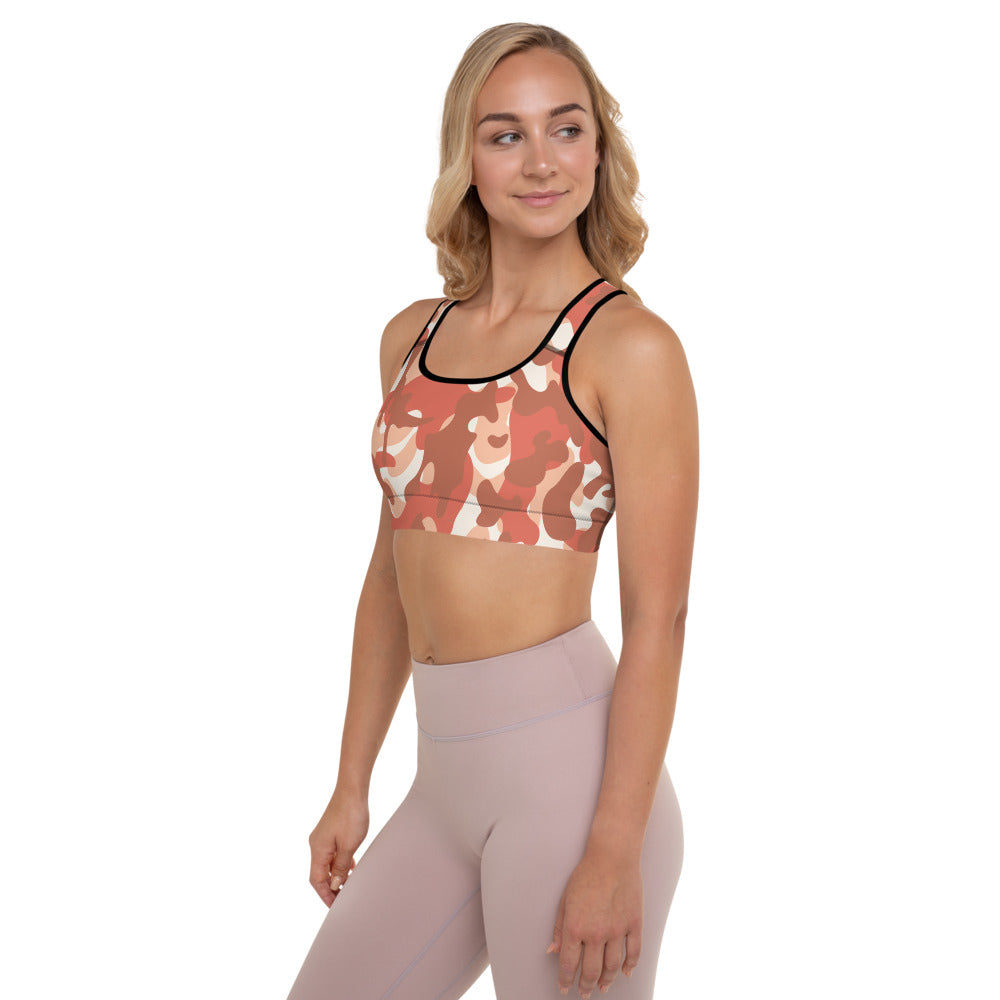 Storyline - Women's Athletic Padded Sports Bra - Copper Opal Camo