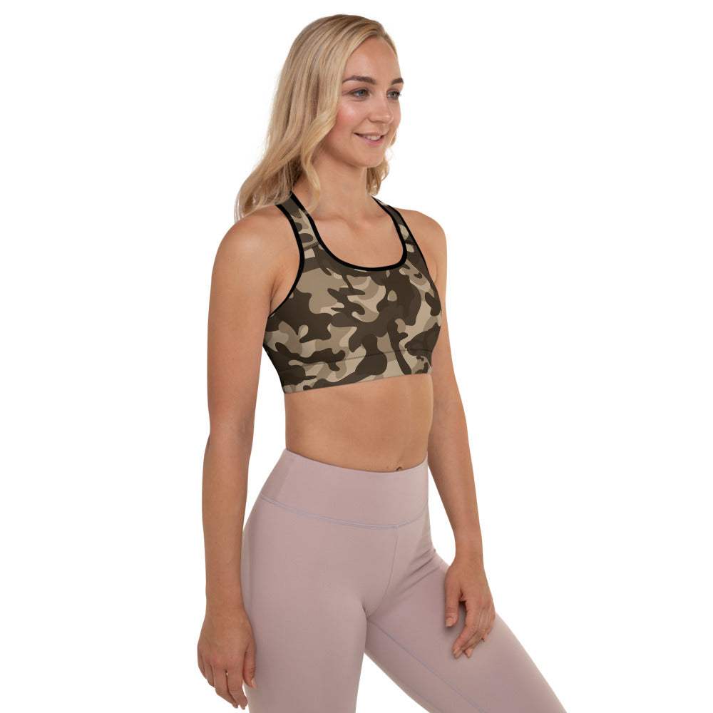 Storyline - Women's Athletic Padded Sports Bra - Dark Desert Camo