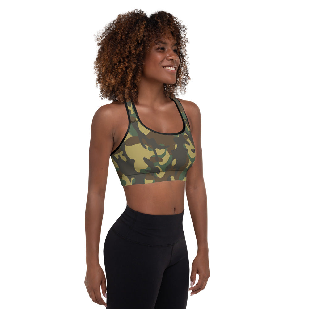 Storyline - Women's Athletic Padded Sports Bra - Forest Camo