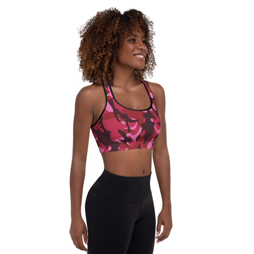 Storyline - Women's Athletic Padded Sports Bra - Sienna Pink Camo