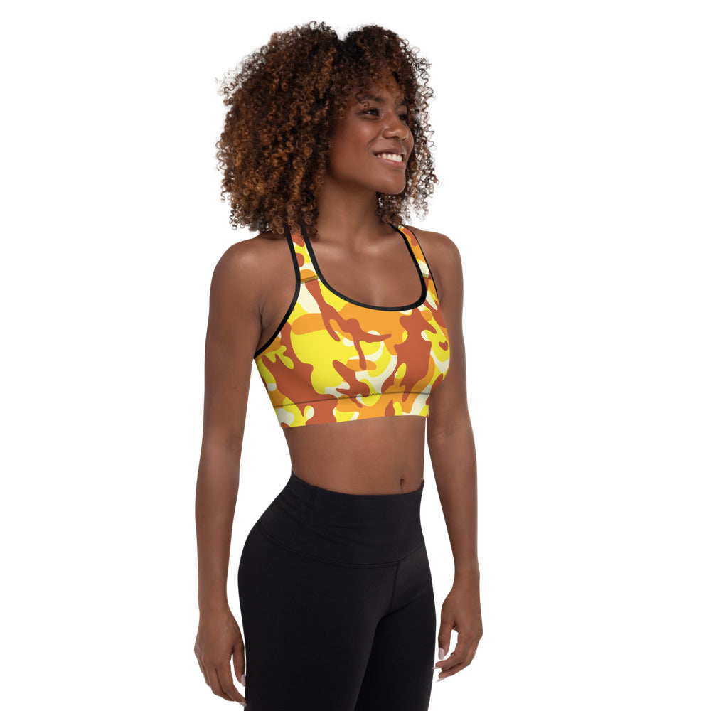 Storyline - Women's Athletic Padded Sports Bra - Sinopia Cream Camo